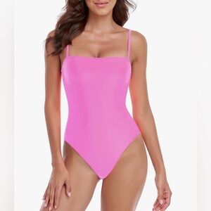 RELLECIGA Women's Bandeau One-Piece Swimsuit - Pink